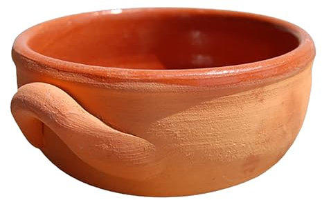 Tegame in Terracotta Semismaltato 20 cm – Casseruola Artigianale da Forno – Fatto a Mano in Italia – Ideale per Monoporzioni e Contorni Rustici