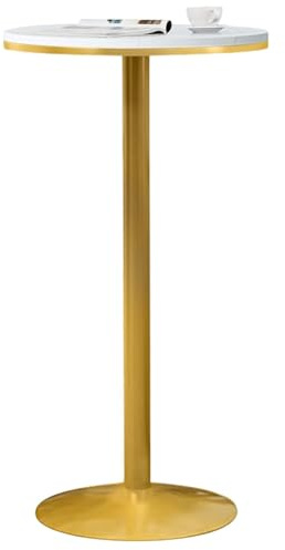 Runder Stehtisch aus Marmor – Modernes Pub- und Bistro-Ambiente mit mehreren Höhen for Restaurants, Privathaushalte und Cafés stabile Cocktail-Standfläche, leicht zu reinigende(White,55x105cm)
