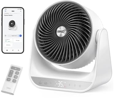 Dreo Smart Whole Room Heater 714S, 60° Vertical & 90° Horizontal 3D Oscillating Heating, 12 ft/s Long-Range Circulator, 3 Heat & 3 Fan Settings, Space Heaters for Indoor Use, Bedroom, Office, White