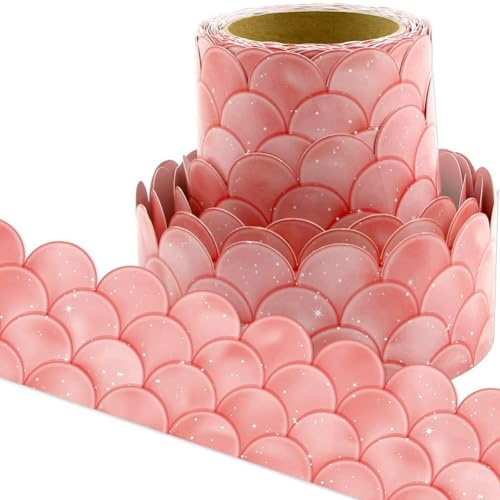 Asyduey 20M Ombre Rosa Jakobsmuscheln Bulletin Board Borders Regenbogen Gerade Grenzen Klassenzimmer oder Hause Schule Dekoration