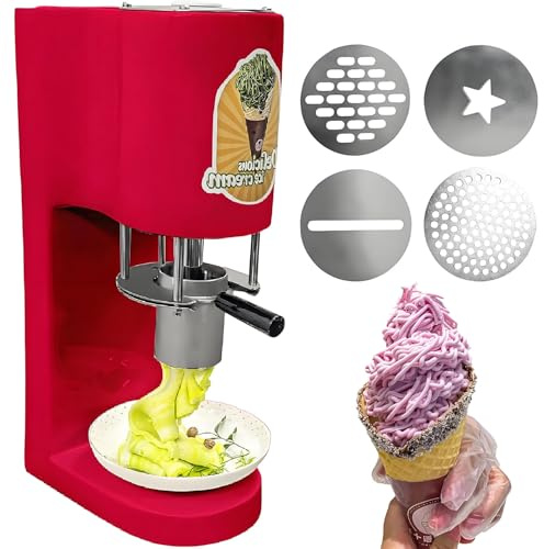 MLYYYDSS Spaghetti-Press-Eismaschine, Maschine zur Herstellung von Eisnudelformen, kommerzielle Spaghetti-Eismaschine, für Eisdielen, Bars, Cafés, Restaurants, Snackbars Red