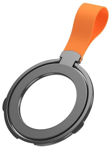 Flaroey Versatile Magnetic Phone Holder with Adjustable Kickstand, Comfort Grip, in Stylish Black-Orange