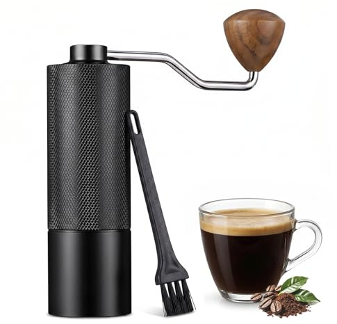 Ideal Swan Manual Coffee Grinder with Stainless Steel Conical Burr | Portable Hand Coffee Bean Mill Grinder with Adjustable Settings, for Espresso French Press Pour Over Moka Pots, 25g Capacity