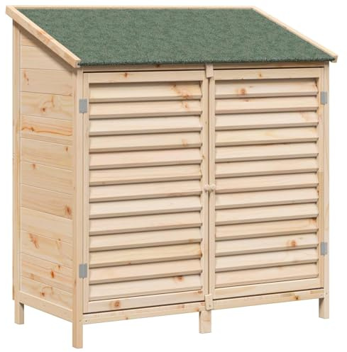vidaXL Abri de Jardin Naturel 106 x 56 x 113,5 cm Bois de Sapin Massif, Abri de Jardin Moderne, Rangement rectangulaire, Espace pour Outils, Designs résistant aux intempéries, Cabinet aéré
