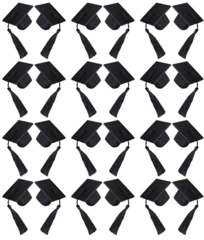 SUPVOX 24 Pièces Chapeau de Remise de Diplôme Mini, Mini Toque de Graduation avec Gland, Noir, Feutre, Décor de Fête et Déco de Gâteau pour Cupcakes, Bouteilles de Bière et Chocolats,