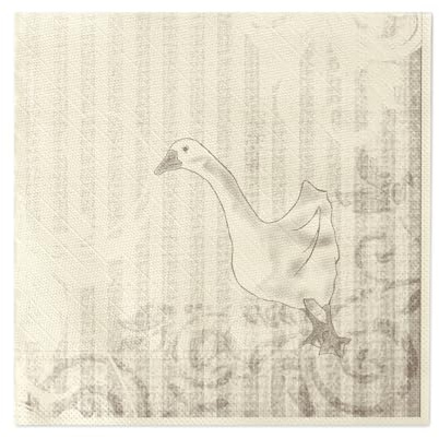 Sovie HORECA Serviette GÄNSE Essen aus Tissue Deluxe® 4-lagig, 40x40 cm, 50 Stück – Festliche Servietten mit Gänsemotiv Ton-in-Ton in Champagner – Für Gänseessen & Weihnachtszeit
