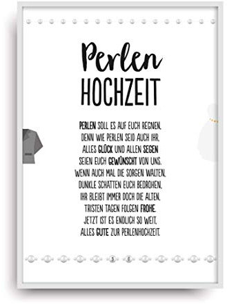 Hochzeit Karte PERLENHOCHZEIT Kunstdruck 30. Hochzeitstag Perlen Brautpaar Bild ohne Rahmen DIN A4