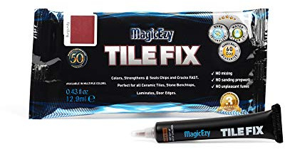 MagicEzy Tile Fix: Ceramic Scratch Repair | Porcelain Crack Repair | Touch Up Tile Filler for Bathroom Floor (Burgundy)
