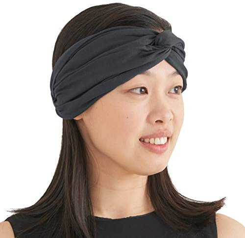 CHARM Turban Haarband Boho Style Damen - Sommer Stirnband Aus Damen Schweissband und Haareifen Headwrap Dunkelgrau