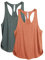 icyzone Yoga Sport Tank Top Damen Racerback Lauftop Fitness Running Shirt Oberteile, 2er Pack (L, Smoke Pine/Dusty Orange)