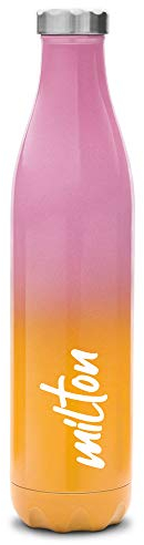 Milton Insulated Water Bottle 34 oz (1023 ml) Stainless Steel Double Walled Vacuum Flask Hot and Cold Drinks, Leak Proof Simple Screw Lid, Office, Gym, Prudent 1100 Pink and Orange Coloured Bottle
