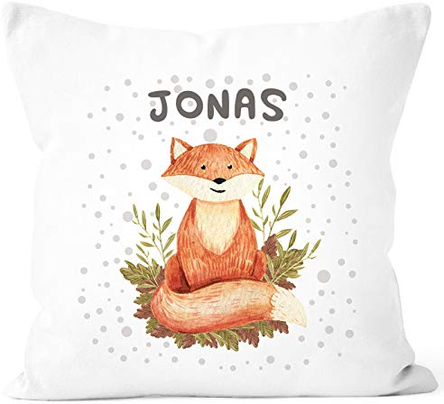 SpecialMe® Kissen-Bezug mit Namen Fuchs Baumwolle 40x40 weiß Unisize