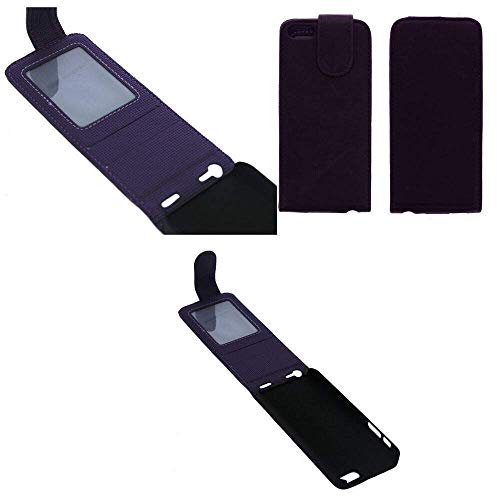 FONEJACKET For iPhone 5 / 5G / 5S / SE Vertical Flip Down Wallet Case/Cover in PU Leather with Card and Photo ID Slot – Purple