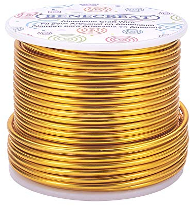 BENECREAT 24.5m 2.5mm Alambre de Aluminio Hilo Metálico para Fabricación de Artesanías Rebordeado Alambre de Manualidad de Aluminio Calibre 10 Amarillo