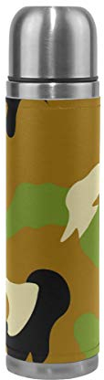 FANTAZIO Thermoskanne grün Camouflage Muster Thermosflasche für heiße Flüssigkeiten