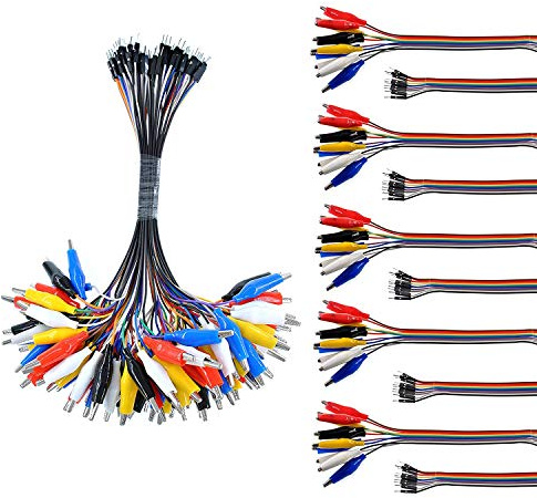 Oiyagai 10PCS 2 in 1 Alligator Clip to Dupont Wire 10pin 30cm Male, Crocodile Clip to Jumper Wire 10pin 30cm Male for Test Lead Arduino/Raspberry Pi/Orange Pi