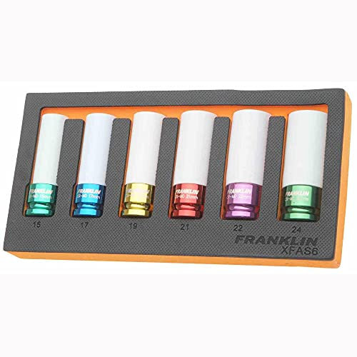 1/2 Drive Alloy Wheel Nut Socket Set 6 Point 6 Pcs Franklin Tools XFAS6