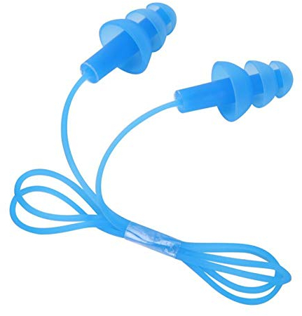 Bouchons d'oreilles de natation, bouchons d'oreilles en silicone réutilisables avec fil pour douche de natation(Bleu)