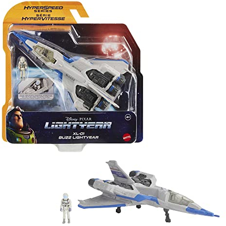 Buzz Lightyear HHJ94 - Superspeed-Serie XL-01-Raumschiff mit Buzz Lightyear-Figur, ca. 18 cm langes Fahrzeug und ca 3 cm große Figur, Spielzeug für Kinder ab 4 Jahren