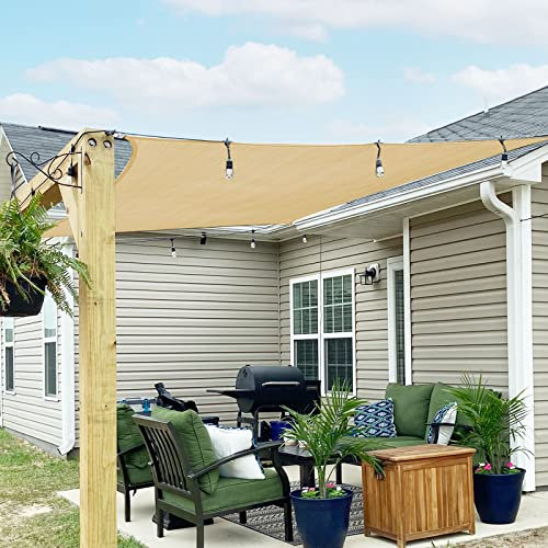 SUNNY GUARD Toldo Vela de Sombra Rectangular 2.5x3m HDPE Transpirable protección UV para Patio,Jardín, Exteriores, Terraza, Color Arena