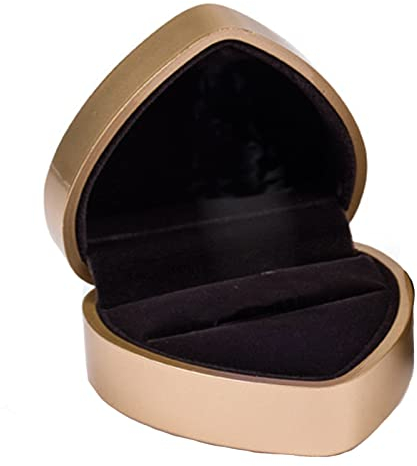 Spldsun Ring Box Herzform, Samt Ring Schachtel Ehering Box, Schmuckschatullen Geschenkbox für Hochzeit Verlobungsring Valentinstag (Gold)