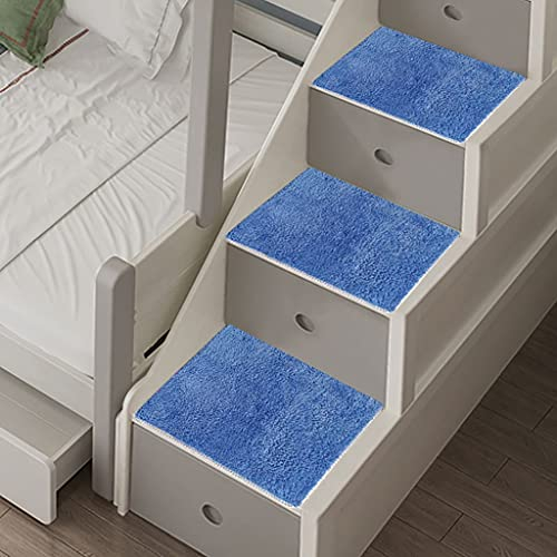 ZXFDM Low Loft Twin-Bett-Treppenstufen-Teppich, rutschfest, Indoor-Etagenbett-Teppiche, Stufenabdeckung, Wiederverwendbare Treppenmatten für Haustiere mit Selbstklebender Rückseite, hellblau (Pack