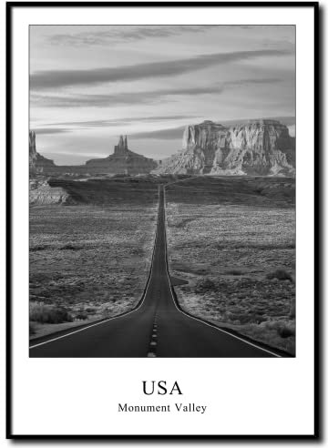 daazoo Wandbild Monument Valley | gerahmtes Bild Rahmenbild | USA Hochebene Utah Arizona Filmkulisse Tafelberg Felstürme Natur | Bild schwarzweiss schwarz weiß mit Rahmen | 50 x 70 cm