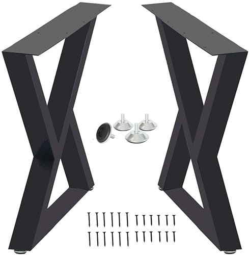 HEONITURE Lot de 2 pieds de table d'appoint en forme de triangle, en fonte, robustes et rustiques, tubes carrés, pieds de table basse (71,1 cm de hauteur, 45,7 cm de large) (B)
