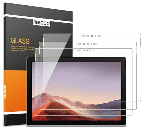MEGOO [3 Stück] Glas-Displayschutzfolie für Surface Pro 7 Plus/Surface Pro 7 (2019),Einfache Installation/Hoch Empfindliches Touch（ultradünn 0,25 mm für extreme Berührungsempfindlichkeit）