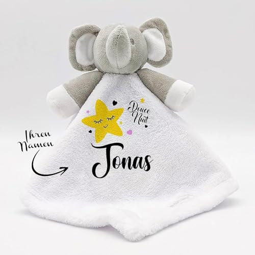KDO MAGIC - Plüsch personaliserte Baby - Elefant - Mehreren Logo - Anpassbarer Vorname - Geschenkidee zur Geburt, Geburtstag, Taufe (Motiv: Stille Nacht)