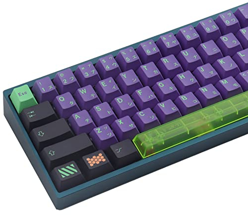 PBT Keycaps 135 Keys Japanese Mecha Keycap Set Cherry Profile Dye Sublimation Keycaps with 7U Clear Spacebar for Gateron Kailh Cherry MX Switches ANSI Layout Mechanical Keyboards