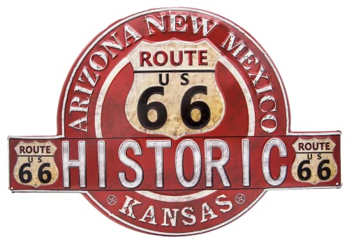 Generisch Retro Route 66 Tin Sign US American Vintage Steyle Historic Nostalgia Sign 50 x 34 cm (Oval)
