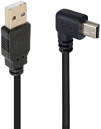 SHANFEILU 90 Degree Mini USB Cable Angle Mini 5pin USB B Male to USB 2.0 Male Data Sync Extension Cable for GPS Dash Cam Black Left Angle 4.9FT