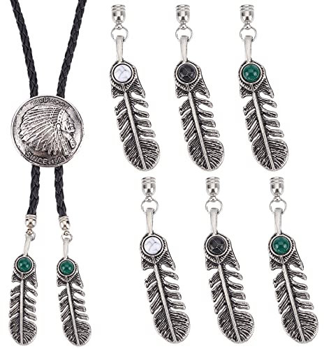 CHGCRAFT 3 Sets 3 Farben Legierung Bolo Tie Spitzen Vintage Bolo Tie Spitzen Zum Basteln von Schmuckzubehör Für DIY Bolo Tie Halskette Antik Silber 48x12 mm Loch 4 mm