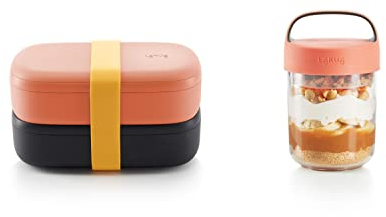 Lékué Recipiente hermético para Transportar y conservar Alimentos, Polipropileno, Coral, Talla única + Recipiente hermético para transportar alimentos, Coral, 400 ml