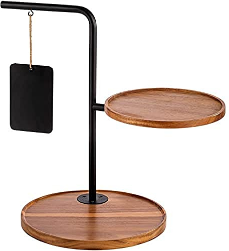Plancha APS 2 peldaños - 47 x 30 cm, altura: 44 cm. El juego contiene: - 1 estructura, metal negro, 2 placas de madera de acacia: 23 cm de diámetro, 2,5 cm de altura, 2 placas para etiquetado.