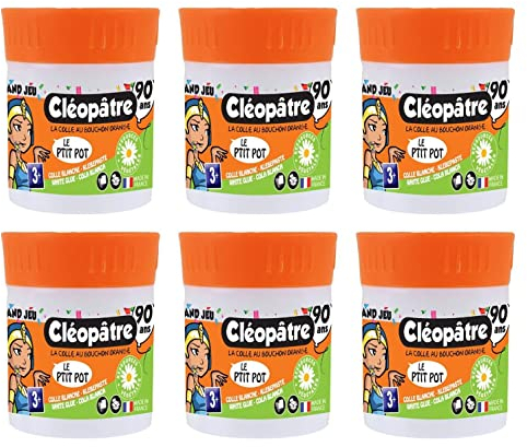 CLÉOPÂTRE Lot de 6 Petits Pot de colle 80g édition 90 ans