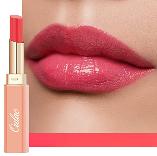 Oulac Watermelon Pink Lipstick - Moisture Shine Hydrating Lipstick & Tinted Lip Balm for Dry Lips, Medium Coverage Lip Colour | Juicy Look, Glossy Finish, Vegan, Cruelty-Free, Grace (11)