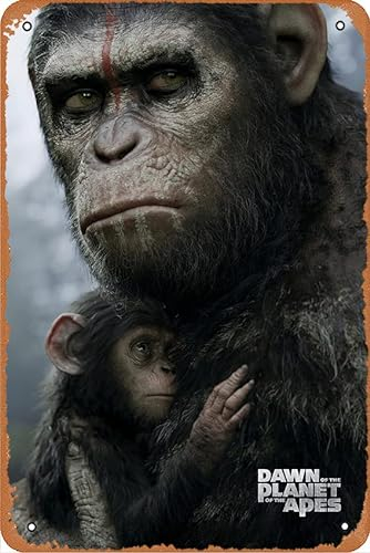 Dawn Of The Planet Of The Apes Poster Film Metallschild Blechschilder Vintage Lustiges Geschenk, Retro Wanddekoration für Zuhause, Straße, Cafés, Geschäft Pubs Schild Geschenk 38 X 40 Metallschild