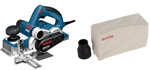 Bosch Professional 060159A760 GHO 40-82 C Rabot, 850 W, Bleu + Bosch Accessories Sacs à poussières en tissu (Accessoire pour rabot manuel)