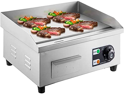 Piastre Elettriche Commerciali, Griglia Teppanyaki Ristorante Antiaderente Da 1500 W Con Controllo Della Temperatura Regolabile 122°F-572°F, Griglia Elettrica Piatta, Per Cucina Double the comfort