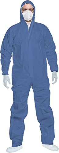 ACE CoverX Arbeits-Overall mit Kapuze - Einweg-Schutzanzug für die Arbeit - gegen Chemikalien & Partikel - Blau - XL