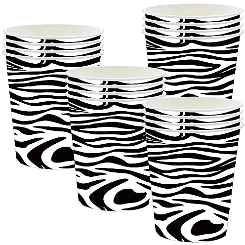 Lot De 16 Gobelets En Papier Imprimé Zèbre Pour Fête D'Animaux De Safari Dans La Jungle, Ensemble De Décorations De Table Pour Enfants, Fournitures De Fête Pour Reptiles De Safari Dans La Jungle