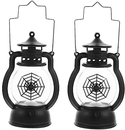 ABOOFAN 2 Stück Spinnennetz-Öllampe Batterielaternen Goblincore-Raumdekoration Mini-Laterne Halloween-Laterne Lampe Halloween-Öllaterne Halloween-Laterne Tragbare
