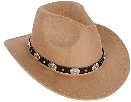 keland Filz Cowboy Hut Cowgirl Hut Westernhut Western Hut für Frauen Männer (Khaki)