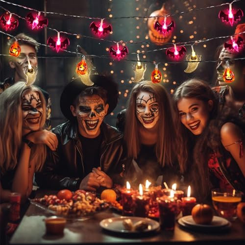 Yiedlsksy Halloween Decoration Lights Halloween String Lights 3 Pack 29ft 60 LED 3D Pumpkin lights String Lights Battery Operated, 2 Modes Halloween Decorations for Indoor Outdoor