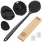 Manmihealth Lot de 4 brosses à récurer en silicone et gants de bain doux (poils épais), brosse exfoliante pour le corps et brosse de douche super moussante, avec un crochet gratuit (noir)