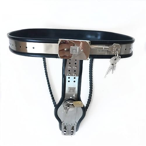 Frau Keuschheitsgürtel mit Taille und Vagina Schloss Edelstahl Chastity Belt Damen Metall Sexy Höschen Chastity Device Bondage Keuschheitskäfig BDSM Sexspielzeug für Paare Extrem,Schwarz,100/110cm