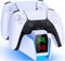 HELLCOOL Ricarica Controller PS5,Caricatore Joystick PS5 per controller Dualsense Wireless/Edge,base ricarica dualsense ps5 con Display a LED/Luce RGB/2-3 Ore di Carica/Type-C Cavo(Bianco)