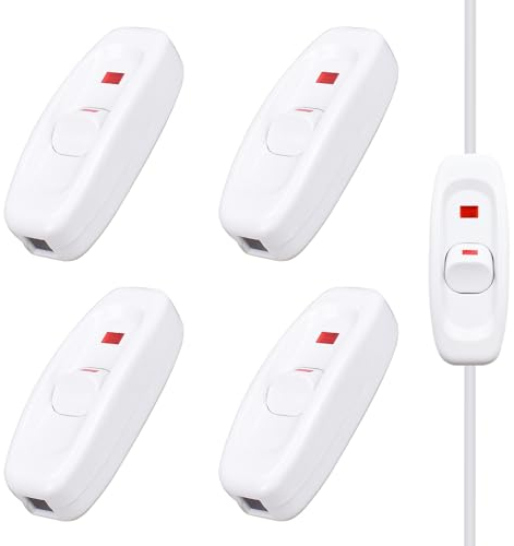 4 interruptores de lámpara intermedios interruptor de cable con luz LED de control 250 V 10 A interruptor de cuerda para escritorio, lámpara de cama, lámparas de mesa, pequeños electrodomésticos